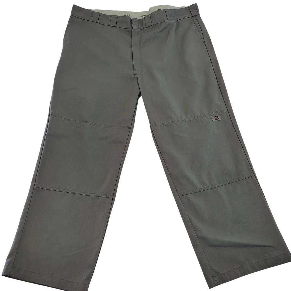 Dickies Loose Fit canvas twill Pants Gray & black 48x30 Double Knee Workwear lot